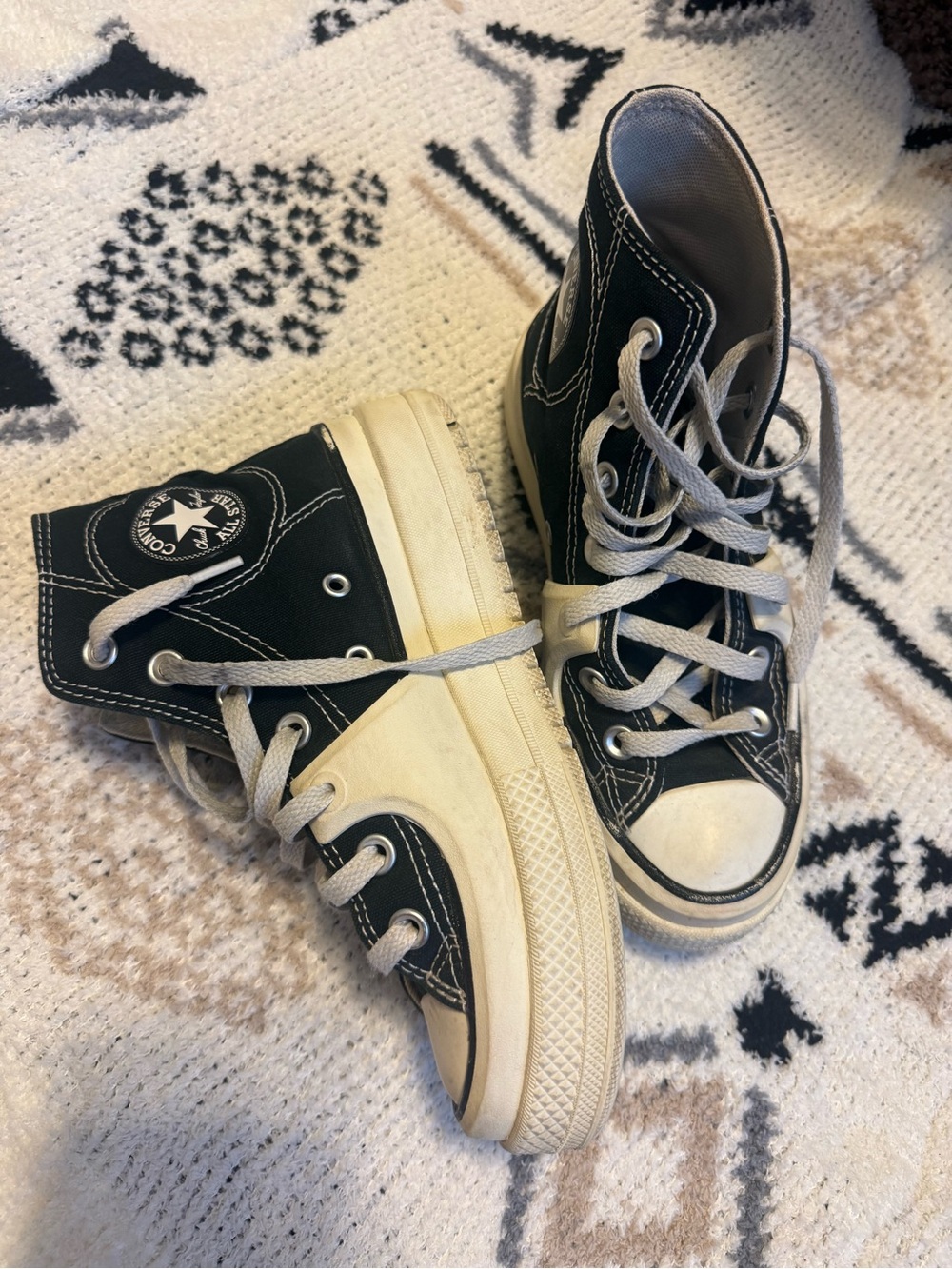 Converse Black High-Top Kids Sneakers with White Trim
